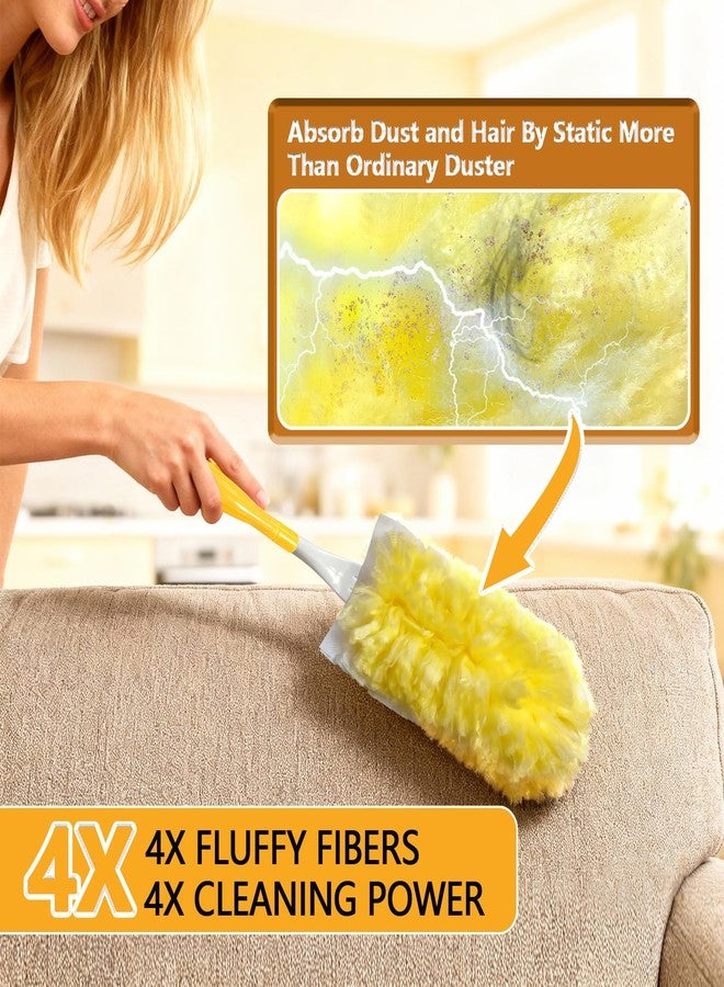 WAWINY 40 Pack Duster Refills Kit Fit for Swiffer Duster Handle,360° Deep Cleaner Heavy Duty Replacement with 1 Handle(Yellow) - Image 4