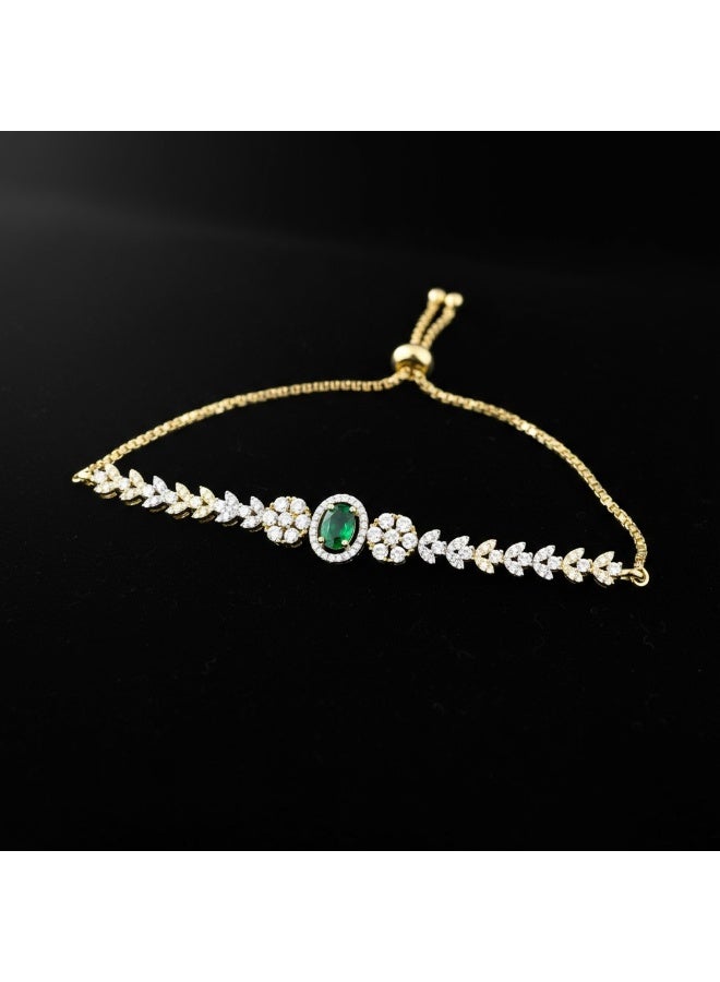 Pretty Precious Cubic Zirconia Adjustable American Diamond Chain Bracelet for Women and Girls | Elegant Gold and Rhodium Plated Jewellery - Image 4