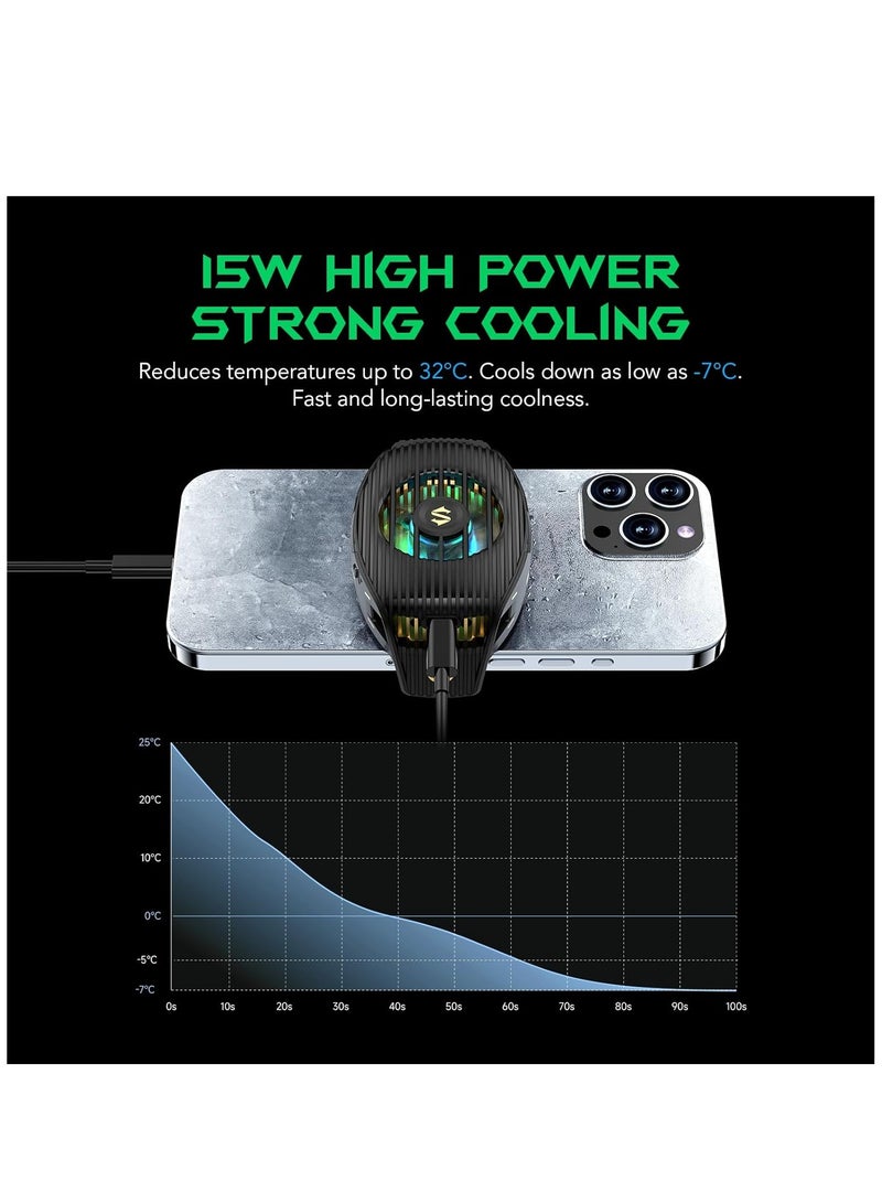 بلاك شارك مبرد الهاتف للألعاب FunCooler 4 مروحة تبريد الهاتف المحمول خفيفة الوزن وصامتة مع ضوء RGB مبرد للخلايا يناسب الهواتف من 2.67 إلى 3.45 بوصة آيفون وأندرويد مع برغي تثبيت للبث المباشر - Image 2