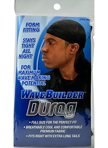 Wavebuilder Wavebuilder Liquid Wavebuilder Durag Extra Long Tails Black #192, 1 Ea, 1count 