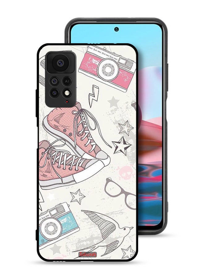 Tolwak Xiaomi Redmi Note 11 Pro 5G Protective Case Cover Canva Shoes And Camera Art  - Image 1