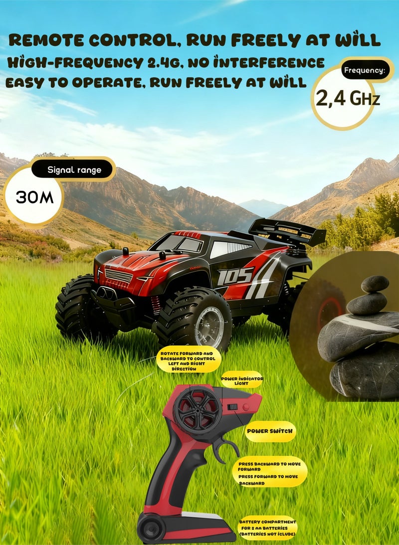 JJRC Q105 Remote Control Car, 1:18 Scale All Terrain RC Cars, 15Km/h with Colorful LedLight and one Rechargeable Batteries, Comes with four mini roadblock cones and four cone stickers，Remote Control Truck Off Road Racing Car Toys  for Kids and Boys - Image 4