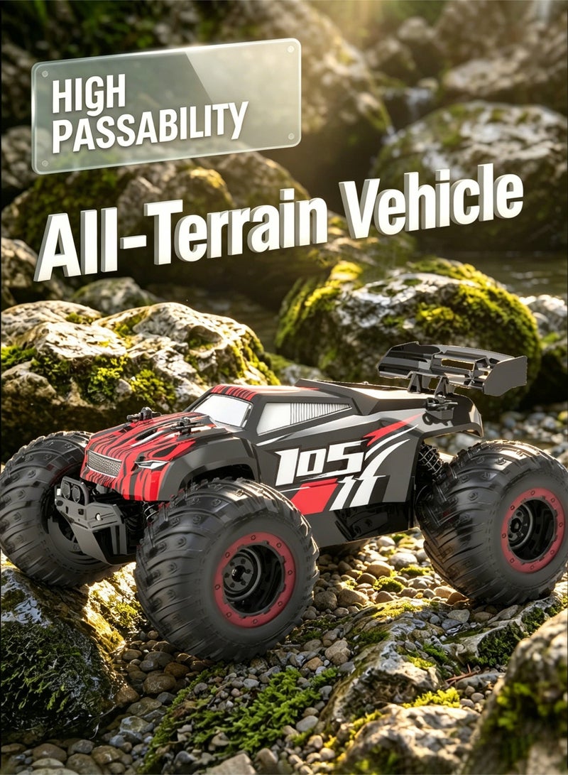 جي جي ار سي سيارة JJRC Q105 للتحكم عن بعد، بمقياس 1:18، سيارات RC لجميع التضاريس، 15 كم/ساعة مع ضوء LED ملون وبطارية قابلة لإعادة الشحن، تأتي مع أربعة مخاريط صغيرة لحواجز الطرق وأربعة ملصقات مخروطية، شاحنة تحكم عن بعد، ألعاب سباق سيارات على الطرق الوعرة للأطفال والأولاد - Image 5
