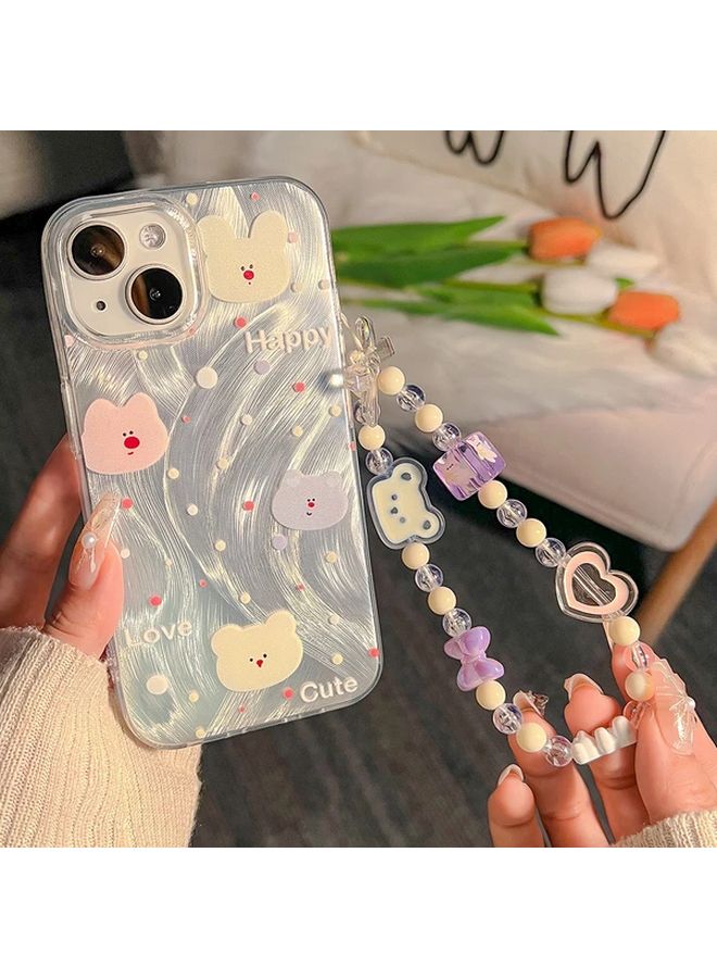 Cute Bear Bracelet with Feather Yarn Phone Case for iPhone 12 in Mixed Color - Image 1