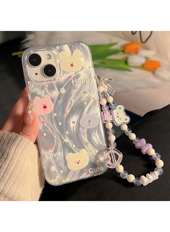 Cute Bear Bracelet with Feather Yarn Phone Case for iPhone 12 in Mixed Color - Image 3