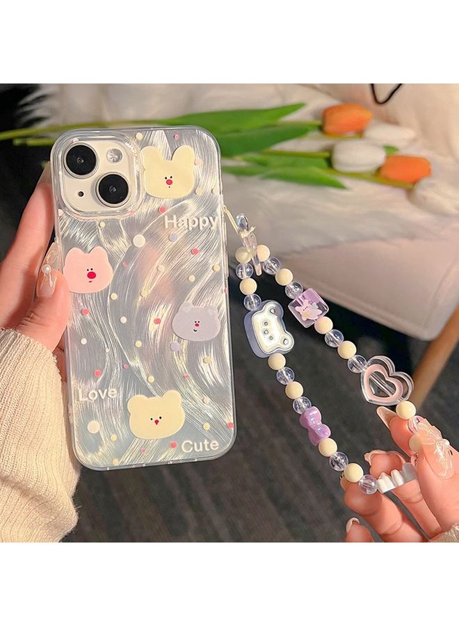Cute Bear Bracelet with Feather Yarn Phone Case for iPhone 12 in Mixed Color - Image 4