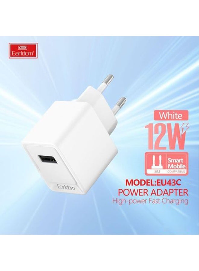 Earldom 12W Fast Charging Power Adapter with USB to Type-C Cable, Single USB Port, High Power Output, Intelligent Safety Protection, Compact and Durable Charger for Smartphones and Tablets - Image 4