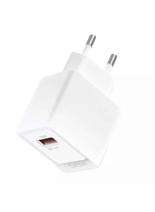 Earldom 12W Fast Charging Power Adapter with USB to Type-C Cable, Single USB Port, High Power Output, Intelligent Safety Protection, Compact and Durable Charger for Smartphones and Tablets - Image 1