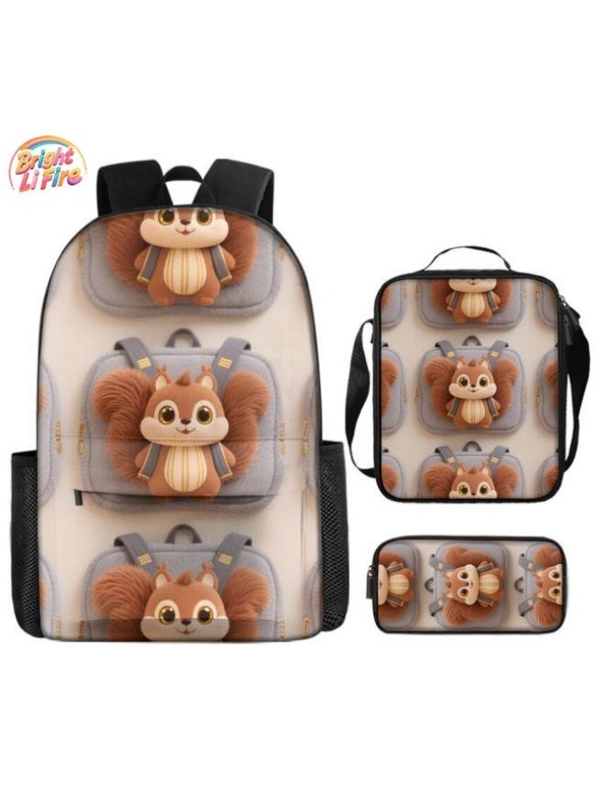 Bright Li Fire A good helper for cute travel! Exclusive cartoon bags for children and teenagers, three-piece set, light and comfortable (available for students, children, friends on outings, mountain climbing, going to school, etc.) - 18 - Image 1