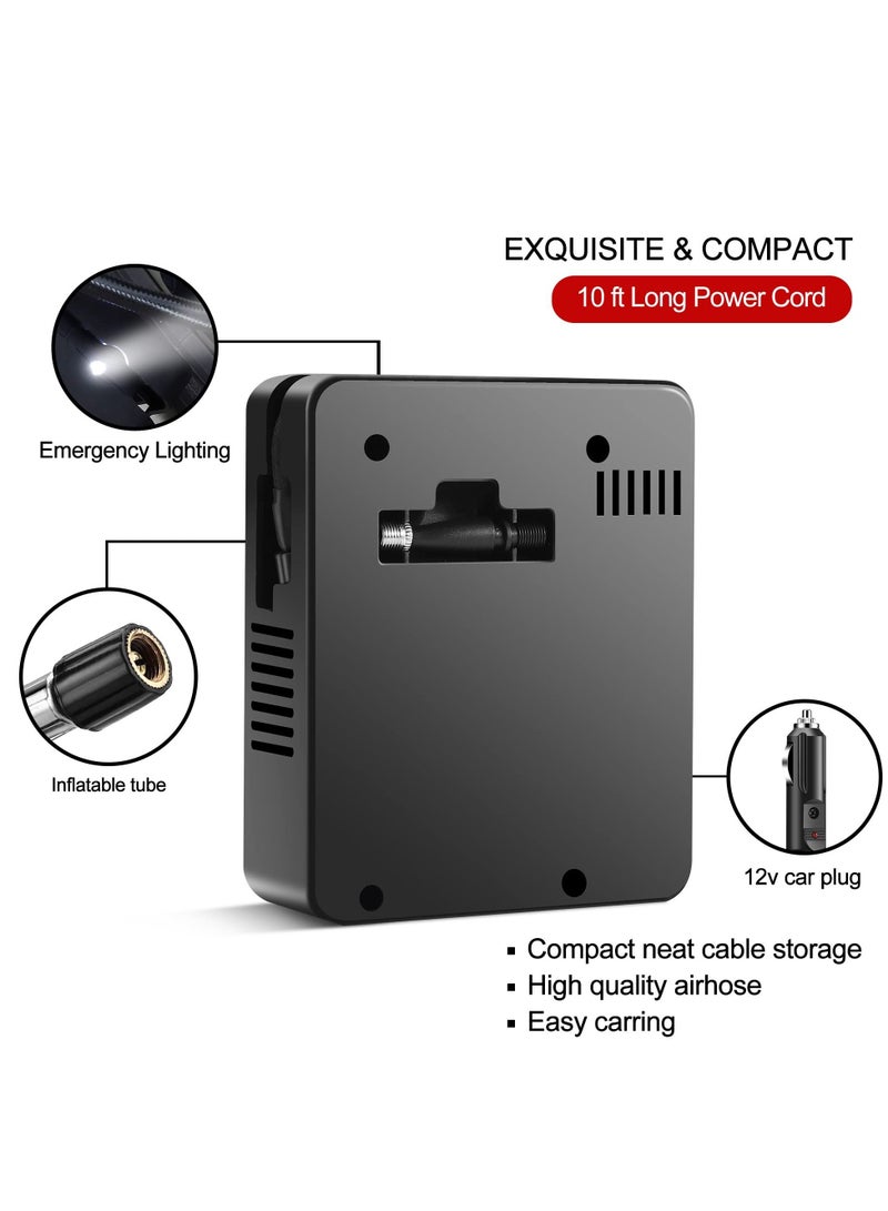 SYOSI Air Compressor Tire Inflator - Portable DC 12V 100PSI Auto Air Pump - Classic Pressure Gauge and Emergency LED Light - Car Tire, Bicycle, Basketball and Other Inflatables  - Image 2