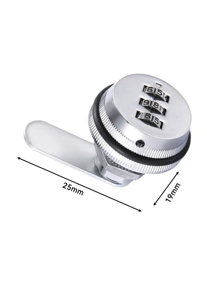 JZS Cabinet Cam Lock,3 Digit Password Coded Cabinet Drawer Lock Security Locks for Dressing Locker Drawer Letter Box,25mm,Silver - Image 2