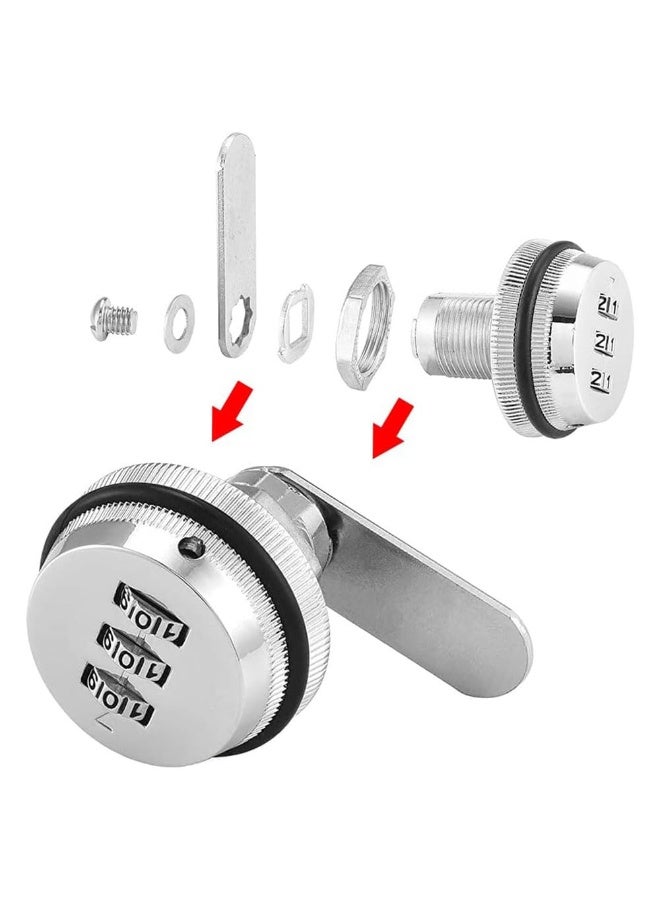 JZS Cabinet Cam Lock,3 Digit Password Coded Cabinet Drawer Lock Security Locks for Dressing Locker Drawer Letter Box,25mm,Silver - Image 3