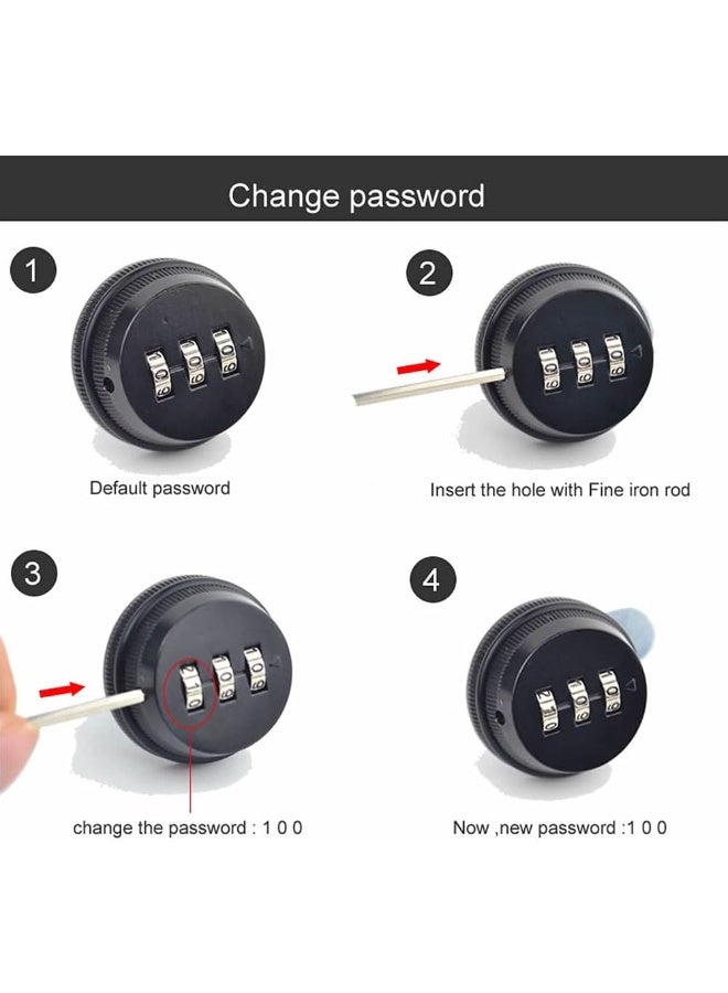 JZS Cabinet Cam Lock,3 Digit Password Coded Cabinet Drawer Lock Security Locks for Dressing Locker Drawer Letter Box,25mm,Silver - Image 4