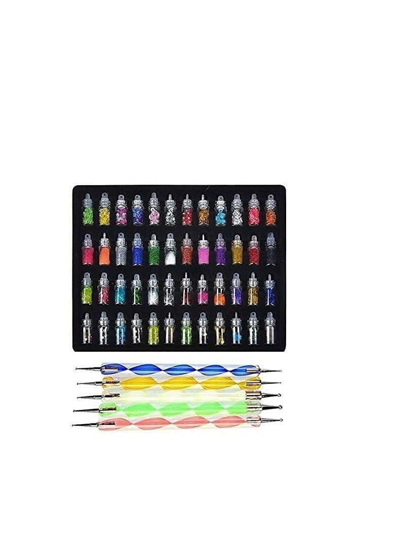 ORiTi ORiTi Nail Art Tools(53 Pcs) - 48 Bottles 3D nail art Glitter Set and 5 Pcs Double Sided Nail Dotting Tool Pen Great gift for Girl, Women  - Image 2
