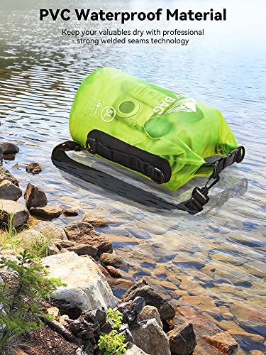 HEETA Dry Bag Waterproof for Women Men, Roll Top Lightweight Dry Storage Bag Backpack with Phone Case for Travel Swimming Boating Kayaking Paddle Board Camping Beach Accessories (Lemon Green, 20L) - Image 3