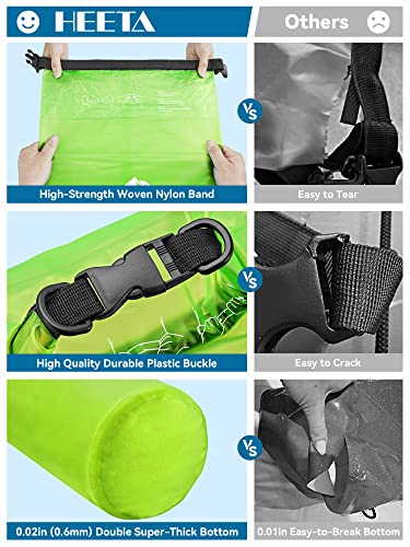 HEETA Dry Bag Waterproof for Women Men, Roll Top Lightweight Dry Storage Bag Backpack with Phone Case for Travel Swimming Boating Kayaking Paddle Board Camping Beach Accessories (Lemon Green, 20L) - Image 4