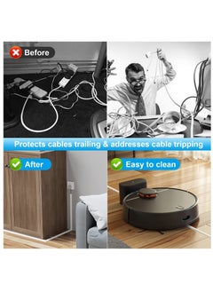 Excefore Floor Cable Cover Protector, Flexible Wire Cover, Self-Adhesive Small Cable Duct | Protect Cables & Prevent Trip Hazards | Ideal for Office, Home, Workshop, Warehouse, Garage, White, D20, 3m  - Image 5
