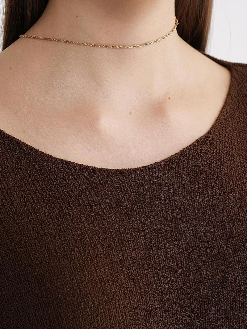 MixRay Coffee Brown Oversized Boat Neck Knit Sweater for Women | Best Price UAE