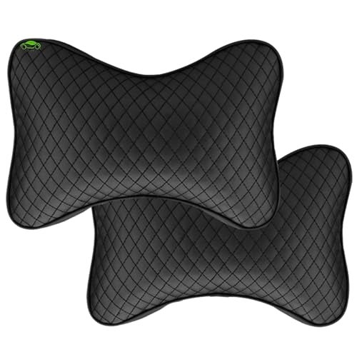 SARTE Car Neck Rest Pillow Head Rest Cushion for Car Seat,Neck Support for Long Driving Made of Soft American Velvet Fabric with soft PollyFiber Filling and Elastic Stripes Set of 2 Pcs Black - Image 1