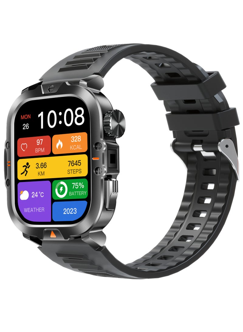V17 2.01" HD TFT Display Smartwatch IP68 Waterproof 30 Days Battery Life Compatible with Android & iOS Bluetooth Calling 100+ Sports Modes Health Suite Multiple Watch Faces Black  - Image 1
