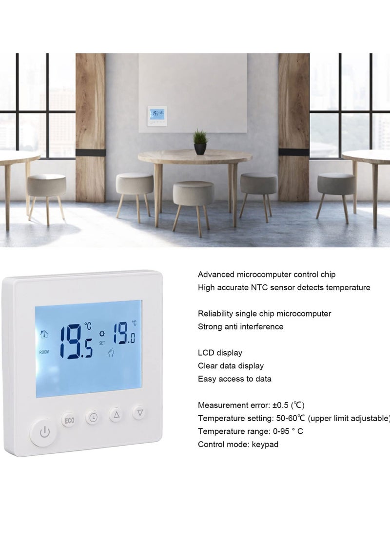 Smart Thermostat 16A LCD Display Non Programmable Thermostat for Home Digital Thermostat with NTC Temperature Sensor 2 Wire Thermostat for Heat Control Ideal for Smart Home - Image 3