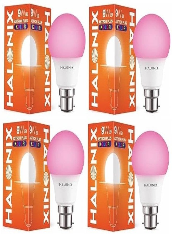 Halonix 9 W Decorative B22 LED Bulb (Pink, Pack of 4)
