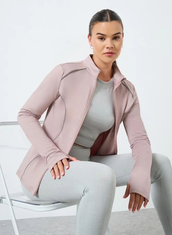 Styli Active Reflective Stripe Contour Back Mesh Detail Jacket