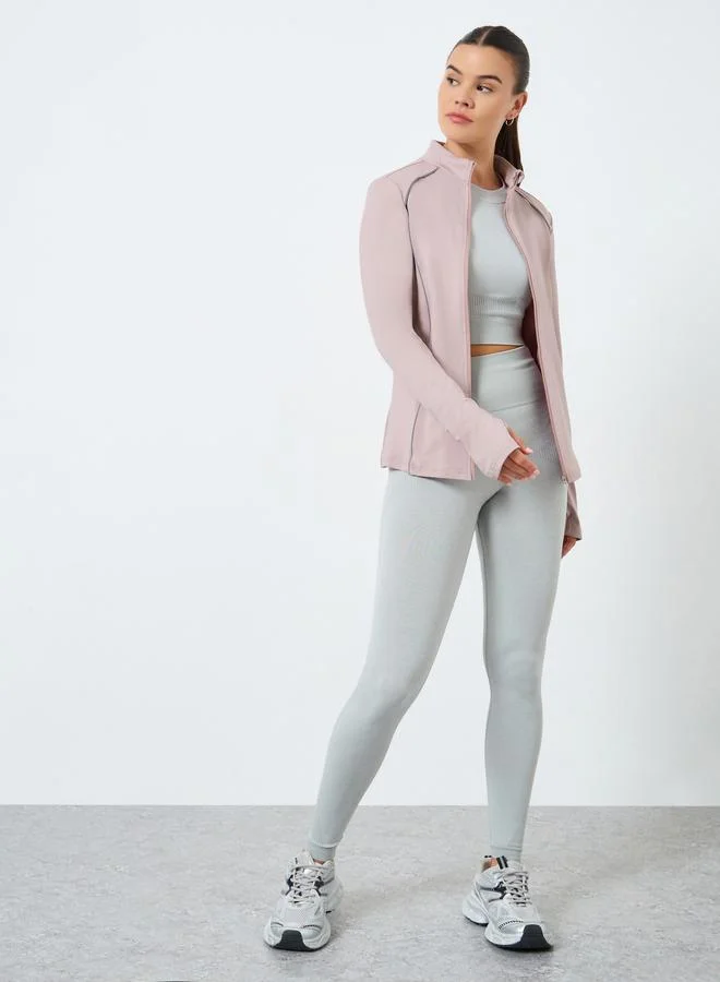 Styli Active Reflective Stripe Contour Back Mesh Detail Jacket