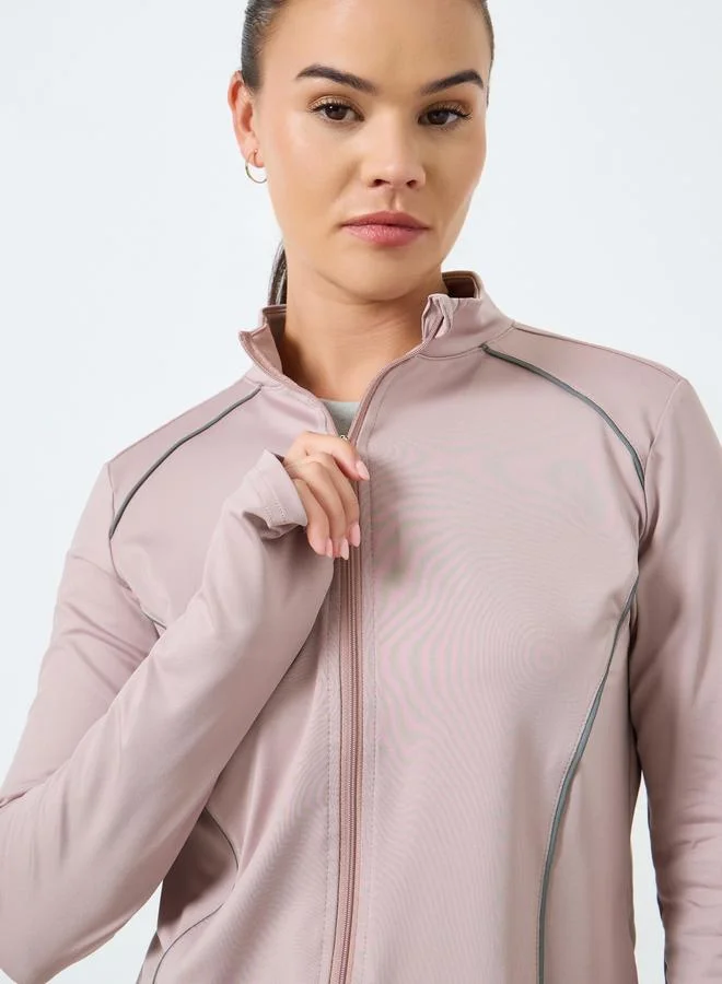 ستايلي اكتيف جاكيت شبكي بتفصيلة ظهر وخط عاكس