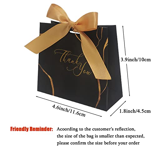 DECHISY 30Pack Small Thank You Gift Bags,Marble Pattern Party Favor Bags with Gold Bow Ribbon,4.5x1.8x3.9Inches,Paper Bags for Birthday Wedding Bridesmaid Holiday Valentines Day (Black) - Image 3