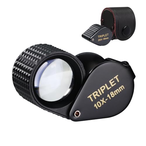 GAIN EXPRESS 10x Magnification Triplet Loupe Portable Gem Loupe 18mm Optic Lens Foldaway Design Durable Metal Case Achromatic Aplanatic BatteryFree Operation for Jewelers Gemologists Collectors - Image 1