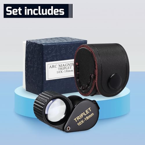 GAIN EXPRESS 10x Magnification Triplet Loupe Portable Gem Loupe 18mm Optic Lens Foldaway Design Durable Metal Case Achromatic Aplanatic BatteryFree Operation for Jewelers Gemologists Collectors - Image 3