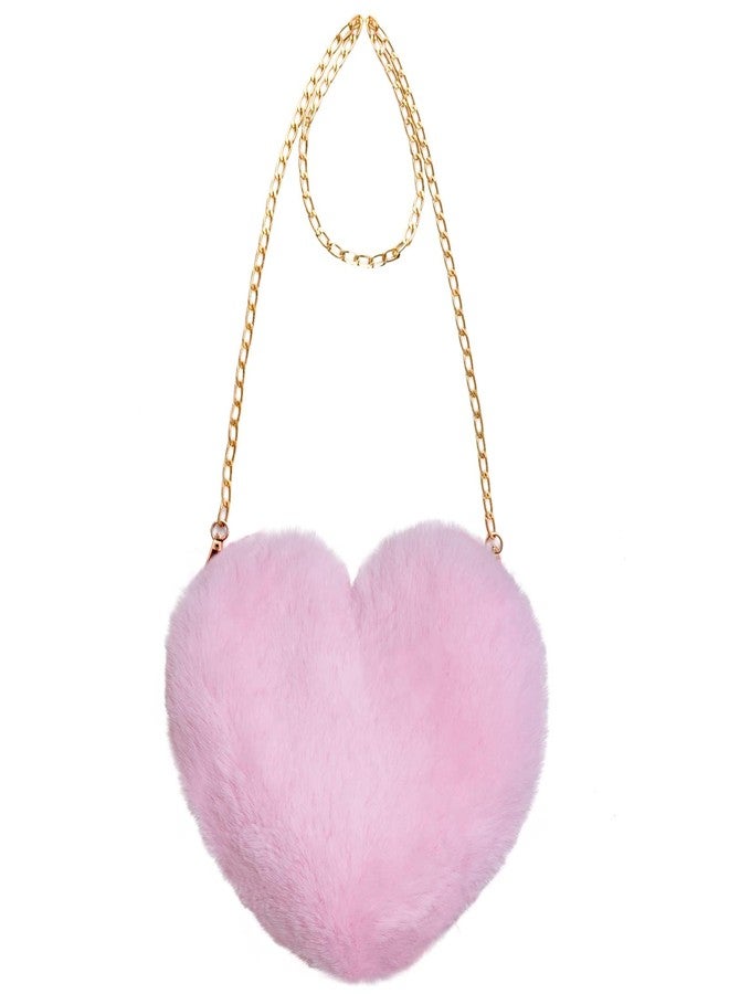 Miayon Heart Shaped Faux Fur Purse Fluffy Crossbody Shoulder Bag Cute Clutch Purses for Women Girls Halloween Christmas Valentine (Pink) - Image 1