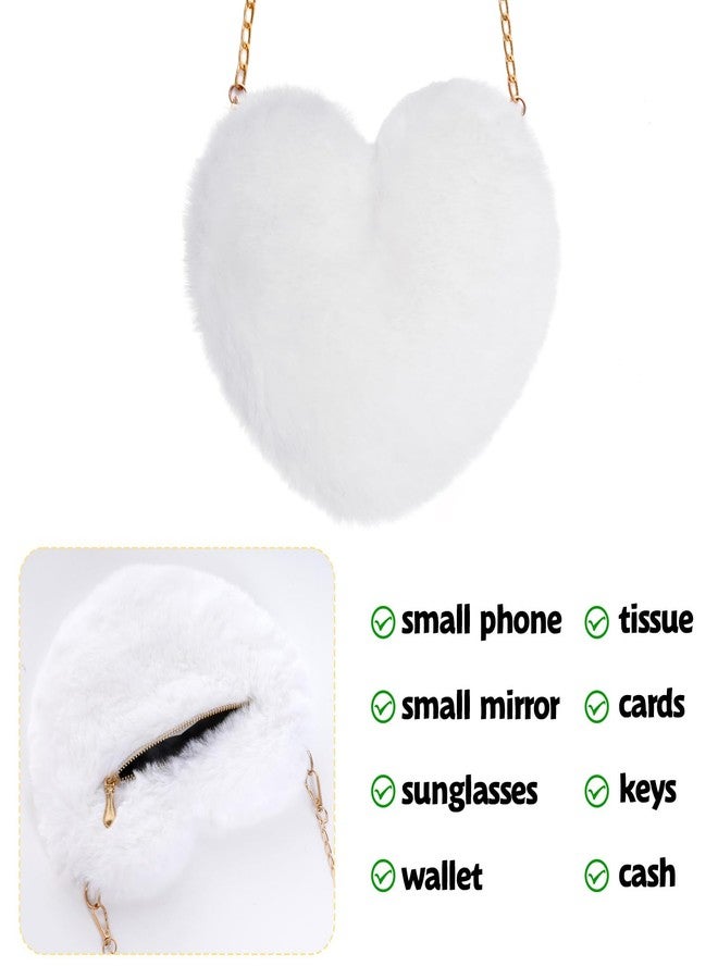 Miayon Heart Shaped Faux Fur Purse Fluffy Crossbody Shoulder Bag Cute Clutch Purses for Women Girls Halloween Christmas Valentine (Pink) - Image 3