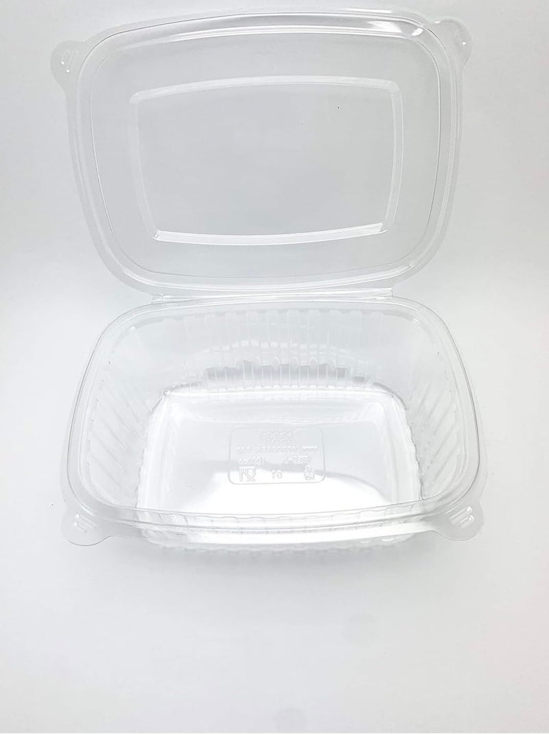 Transparent Squared Disposable Plastic Food Containers with Lid (1000ml)- Set of 10 Pieces - Image 2