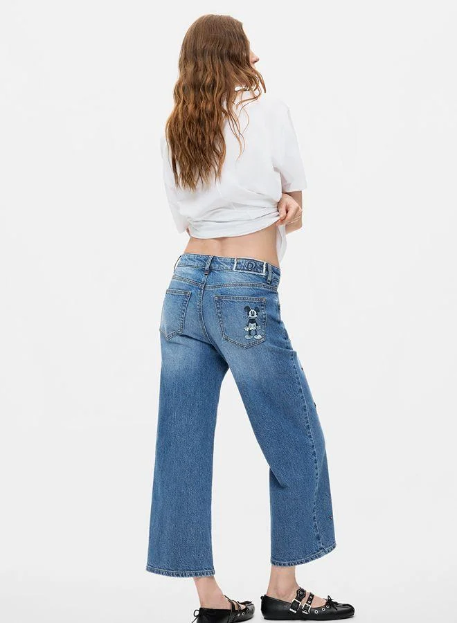 Desigual Blue Mickey Culotte Jeans for Women | Best Price UAE