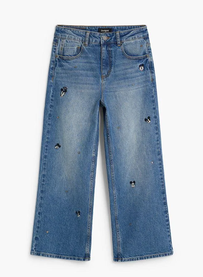 Desigual Blue Mickey Culotte Jeans for Women | Best Price UAE