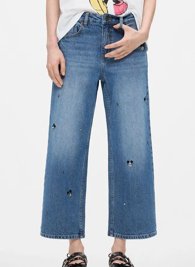 Desigual Blue Mickey Culotte Jeans for Women | Best Price UAE