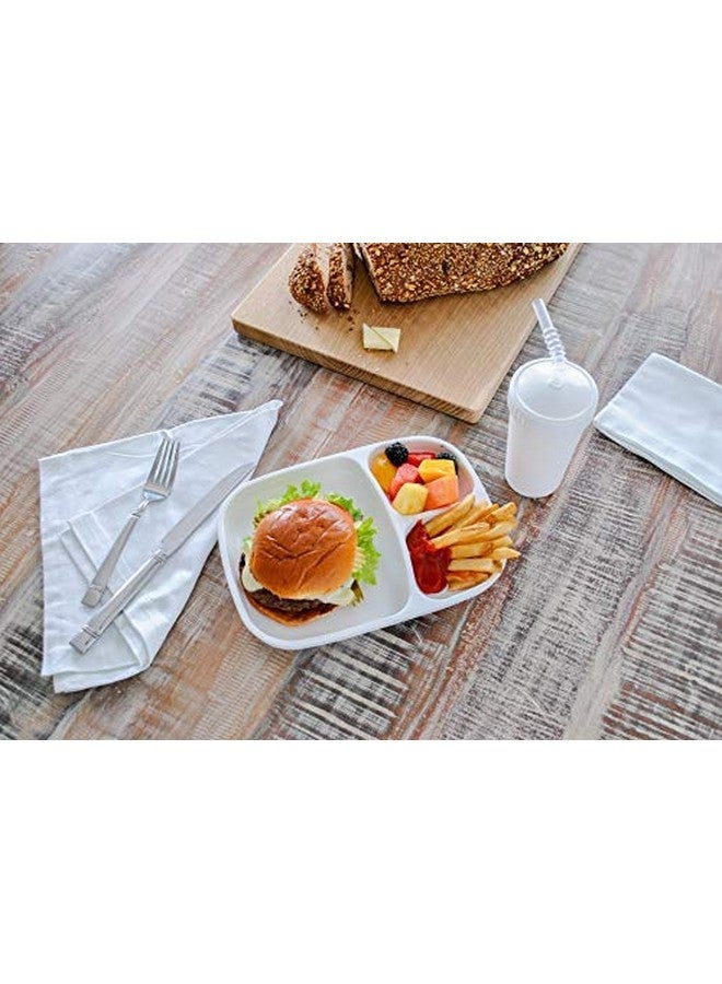Re-Play Toddler Plates with Dividers - Deep-Walled 3 Compartments Divided Plates for Kids - Dishwasher & Microwave Safe - Made in USA - Set of 4-7.4" x 9.88" x 1.25", Sunny Yellow - Image 4