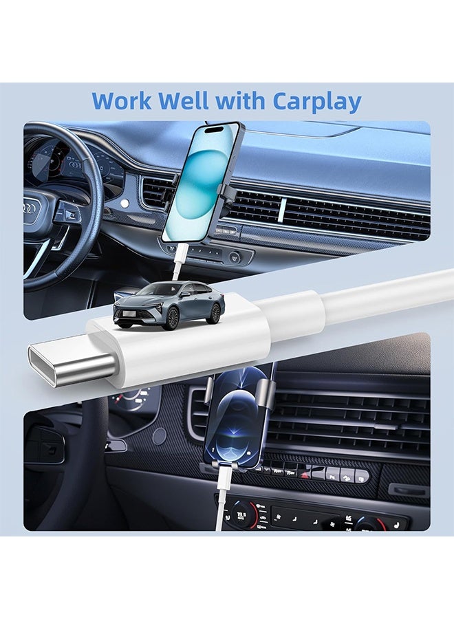 اتش واي كابل CarPlay للسيارة لأجهزة iPhone 17 و16 و15، عبوتان [3 أقدام و6 أقدام] USB A إلى USB C لكابل CarPlay، iPad، Galaxy، ملحقات Android، كابل شاحن السيارة من نوع C، يدعم شحن سريع حتى 40 واط - Image 3
