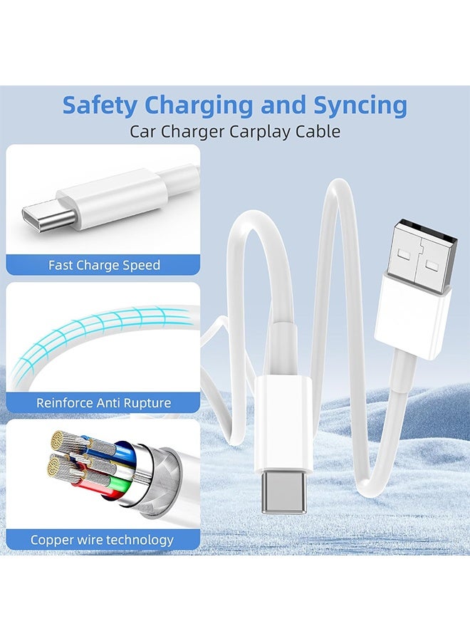 اتش واي كابل CarPlay للسيارة لأجهزة iPhone 17 و16 و15، عبوتان [3 أقدام و6 أقدام] USB A إلى USB C لكابل CarPlay، iPad، Galaxy، ملحقات Android، كابل شاحن السيارة من نوع C، يدعم شحن سريع حتى 40 واط - Image 2