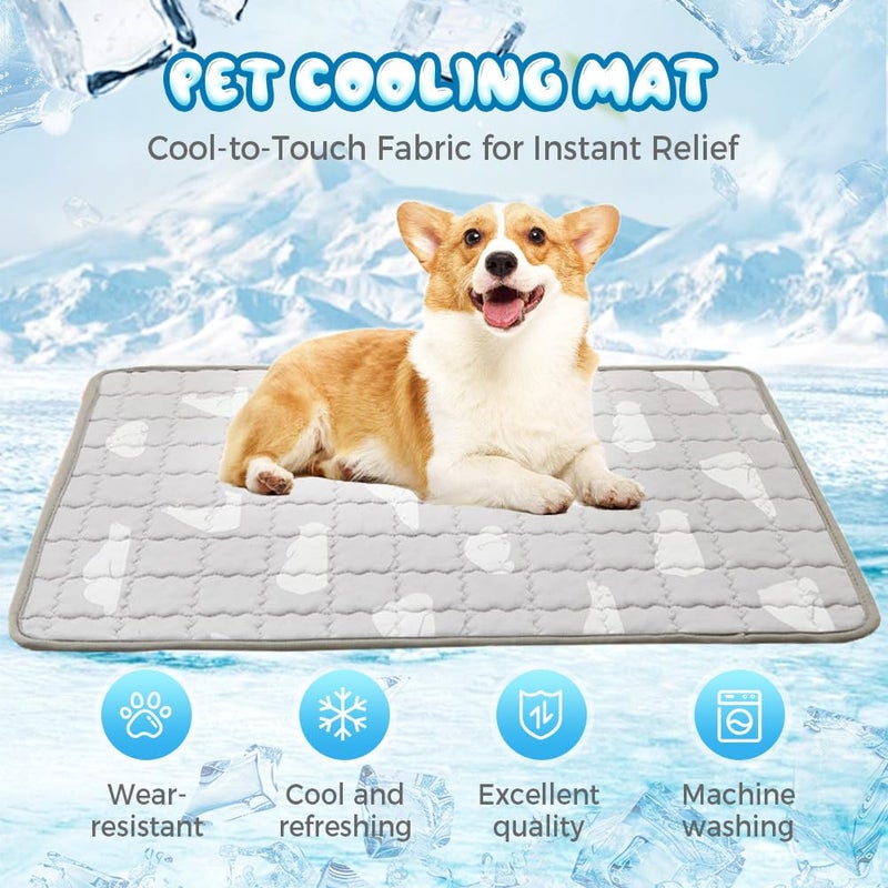 Medium Light Gray Cooling Mat For Dogs And Cats Foldable Non Slip Summer Pet Bed - Image 3