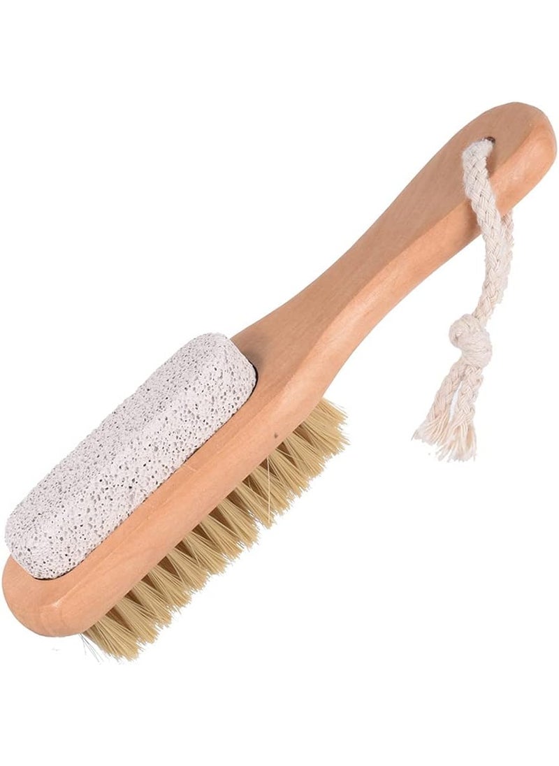 lasenersm 1 Piece Foot Brush Foot File Callus Remover Pumice Stone Combo Foot Brush Natural Bristle Foot Brush Exfoliating Double Side Wooden Brush Exfoliator Pedicures Foot Scrubber with Rope 