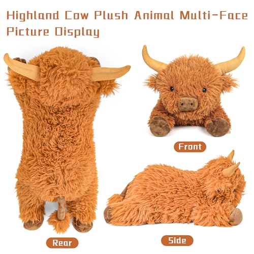 JellyMallow Highland Cow Weighted Stuffed Animals 5 lbs 22 in Highland Cow Weighted Stuffed Animal Plushies Adorable Stuffed Animal Pillows Gifts for Kids and Adults - Image 5