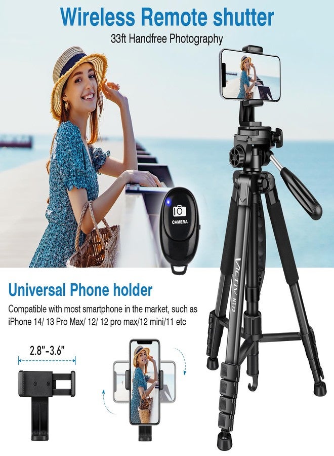 Victiv Camera Tripod Upgraded Version T72 Max. Height 72-inch/182 cm - Lightweight and Compact for Travel with 3-Way Swivel Head and 2 Quick Release Plates for Canon Nikon DSLR Video Shooting - Black - Image 5