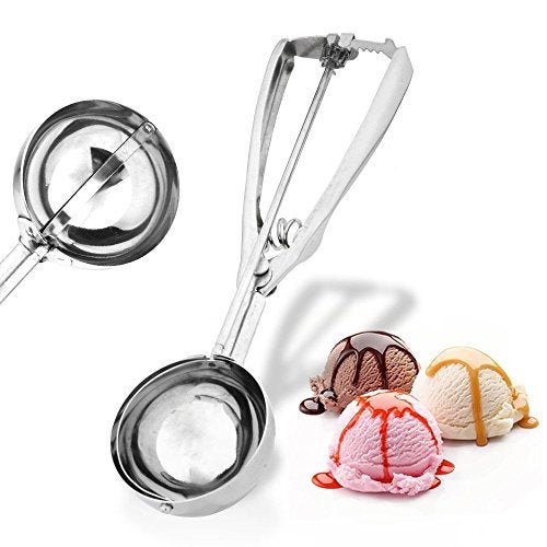 Inditradition Ice Cream Serving Scoop | Ice Cream Serving Spoon Scooper with Trigger Release, 5cm Diameter (Stainless Steel) - Image 1