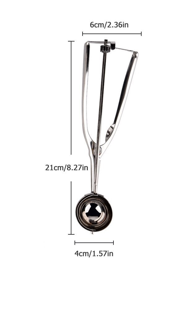 Inditradition Ice Cream Serving Scoop | Ice Cream Serving Spoon Scooper with Trigger Release, 5cm Diameter (Stainless Steel) - Image 4