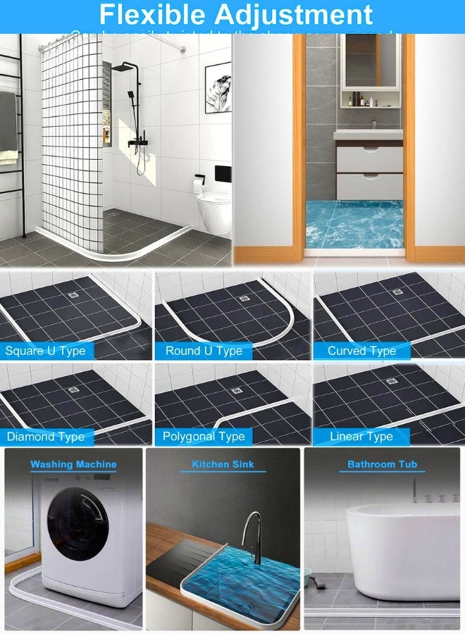 Chase Up Shower Threshold Water Barrier 2M Shower Stopper Self-Adhesive Bathroom Water Dam Collapsible Silicone Water Retaining Strip Water Splash Guard Retention System for Kitchen Countertop Sink - Image 4