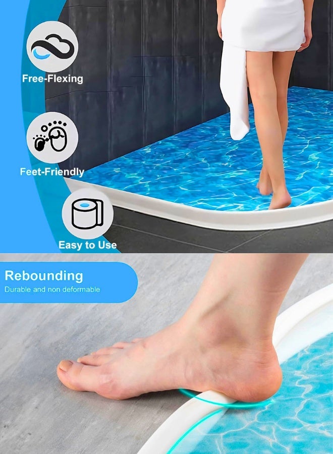 Chase Up Shower Threshold Water Barrier 2M Shower Stopper Self-Adhesive Bathroom Water Dam Collapsible Silicone Water Retaining Strip Water Splash Guard Retention System for Kitchen Countertop Sink - Image 3