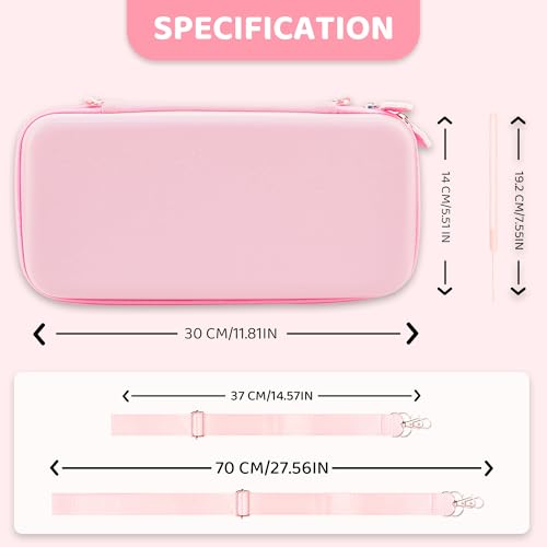 FANPL Case bundle for Nintendo Switch 2 Accessories, Carrying Cover for Switch 2 and JoyCon Controller with Hard Protective Skin and Screen protector, 4 Thumb Grips, Shoulder Strap (Sakura Pink) - Image 5